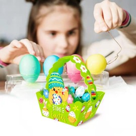 PARTYSTADL 12Pcs,Easter Gift Basket Easter Treat Bags Party Favors for kids,DIY Paper Basket with Handles, Rabbit Chicks Easter Eggs Design for Easter Egg Hunt Party Supplies Easter Decoration