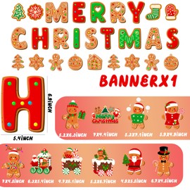 Gingerbread Christmas Decorations, Christmas Gingerbread Decorations includes Gingerbread Christmas Banner and Gingerbread Hanging Decorations, Gingerbread Garland for Gingerbread Christmas