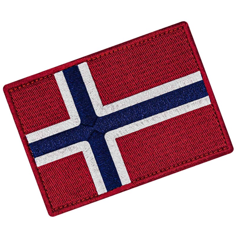 EmbTao Norway Flag Embroidered Emblem Norwegian National Applique Fastener Hook