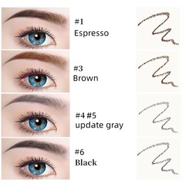 Eyebrow Pencil,2Pcs Professional Micro Brow Pencil with Spoolie Brush,Longwearing Waterproof Eyebrow Pencil,5 Colors to Choose. (#6 Black)