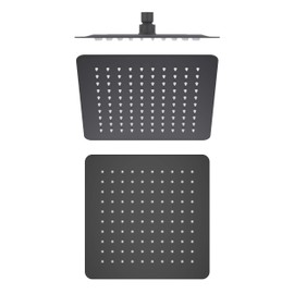 KIBI Cube 10 Inch Ultra Thin Metal Rainfall Shower Head | Universal Wall and Ceiling Mount Overhead Rain Showerhead with 1.75 GPM (Matte Black) (SH1003)