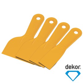 DEKOR Plastic Putty Knife Set - 4 pieces - Paint Scraper Tool Set - Durable Drywall Knife - Flexible Plastic Scraper Tool - Easy-to-Clean Paint Stripper for DIY and Professional Use - Made in Europe