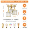 PAUFUL Modern Semi Flush Mount Ceiling Light,3-Light Golden Crystal Close