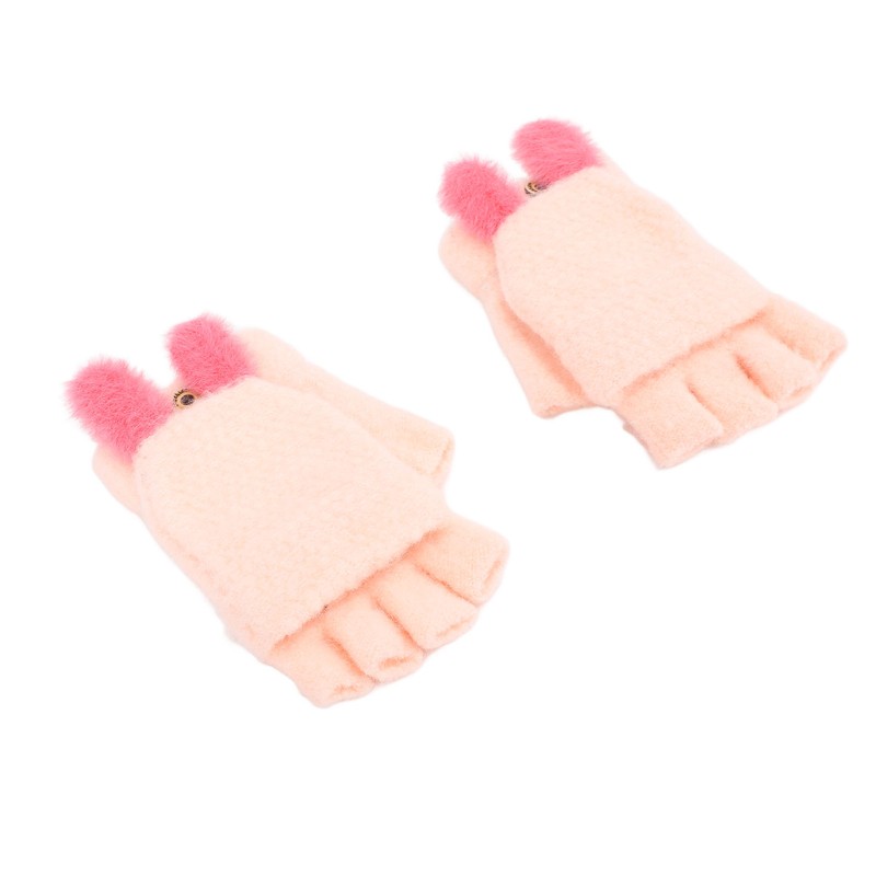 USB Heated Knitted Flap Gloves Half Finger 5V Winter Heating