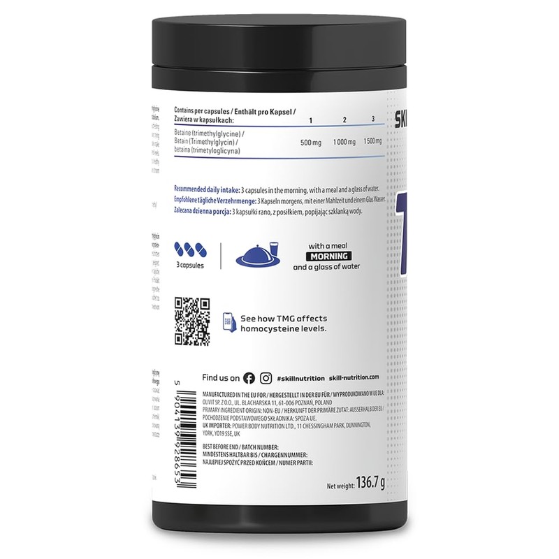 SKILL Nutrition TMG Trimethylglycine, 1500mg - 180 vegan caps