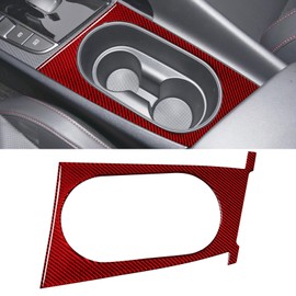 YAMUDA Compatible with Cup Holder Panel Soft Carbon Fiber Decorative Accessories for Hyundai Elantra 2021 2022 2023 2024(Red)