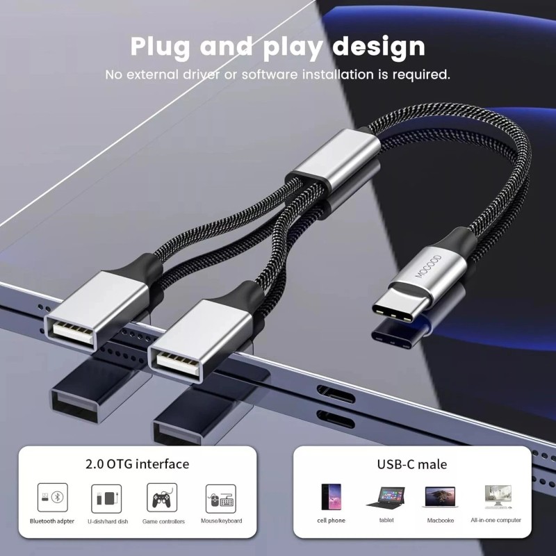 MOGOOD USB C Splitter type c to Dual USB A