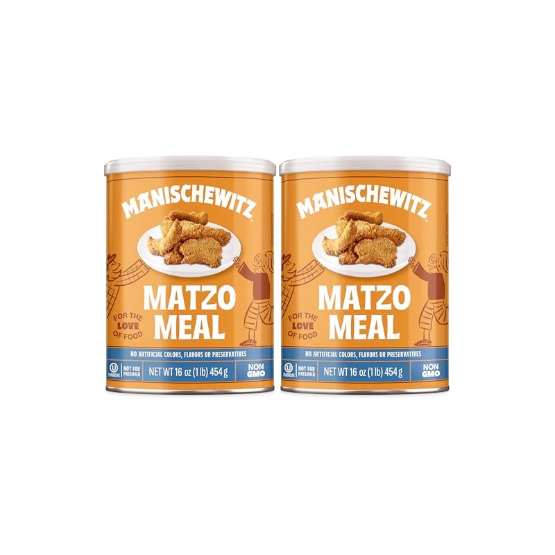 Manischewitz Matzo Meal Daily Canister, 1 Pound (Pack of 2)
