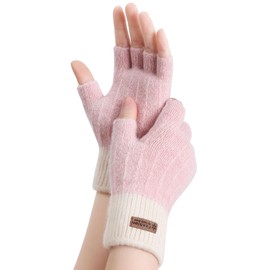 Geoxury Fingerless Gloves - Half Finger Mittens Winter Knitted Thermal Women Gloves For Cold Weather Typing Working Driving