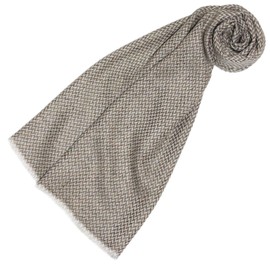 Lorenzo Cana 78593 Women's Scarf 100% Cashmere Fluffy Lightweight Cashmere Scarf Winter Scarf Natural Fibre Herringbone Pattern Women's Scarf Brown, Herringbone Light Brew White