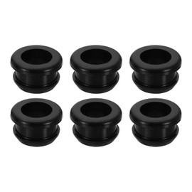 uxcell 6Pcs Rubber Grommets Fit 0.63" (16mm) Hole Dia.0.47" (12mm) H 0.24"(6mm) ID Hole Top Hat Grommet Silicone Rubber Hole Plug Gasket for Electrical Box Cable Pipe, Black