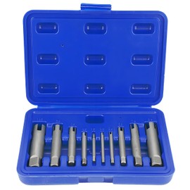 CYSFETENA Tap Extractor Set, Tap Bolt Extractor Set Screw Tap Extractor Set Steel Broken Head Taps Remover Stripped for Industrial Removing Screws and Bolts Home Repair Work (10 Pieces Set)