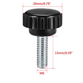 TA-VIGOR 20Pcs M6 x 15mm Male Thread Knurled Clamping Knobs Grip Thumb Screw on Type Round Head 20mm Dia