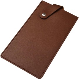 CALFOVERA Universal PU Leather Meat Knife Cleaver Edge Guard Waterproof Wide Butcher Scissors Knife Sheath Dark Brown Durable Chef Scissors Cover Sleeve Protector Case Holder with Snap for Kitchen