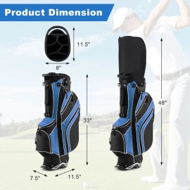Goplus Lightweight Golf Stand Carry Bag W/6 Way Top Dividers & 8 Pockets Rain Hood