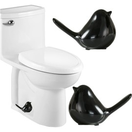 Ceramic Bird Toilet Bolt Covers Decorative Toilet Bolt Caps,Set of 2 Toilet Caps for Bottom of Toilet, Toilet Screw Cover Caps for Bolts Bathroom Decor Acessories, Easy Installation (Black)