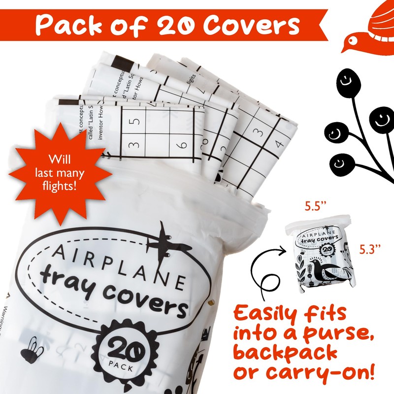 GSM Brands Disposable Airplane Tray Table Cover (Pack of 20)