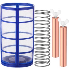 Qualirey 6 Pcs Copper Anode Replacement Kit Solar Pool Replacement Including Copper Anode Basket Screen Spring and Screw for Solar Pool, Reduces Chlorine 4.13 x 0.71 Inch Threaded M6 (Blue)