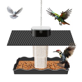 Bird Feeder - Foldable Robust and Reliable Bird Feeder - Ideal for Wild Bird Feeder Buffet Bird House for Hanging in the Garden, Balcony and Patio (Black)