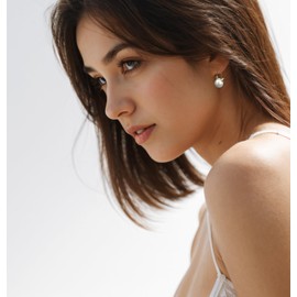 LAUDAWSUN Big Pearl Drop Earrings for Women, 0.55" Gold and Pearl Earrings for Women Dangling, Large White Pearl Dangle Earrings Gold Plated Hypoallergenic for Gift