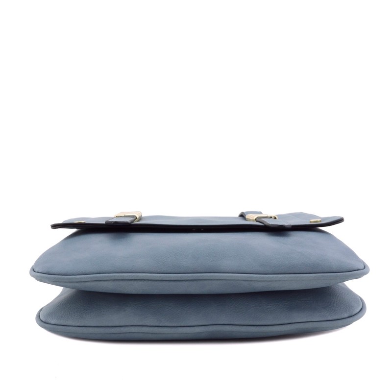 ALYSSA Double Compartment Large Flapover Crossbody Bag (Blue Grey)