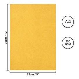 Belle Vous Pack of 24 Craft Paper Glitter Paper Gold A4 250 GSM - Coloured Paper Gold Paper Gold Paper for Crafts, Scrapbooking, Packaging - Craft Cardboard Gold Glitter for Party, Gifts, Art