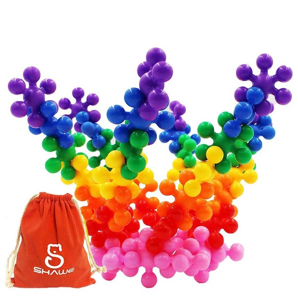 SHAWE Building Blocks Kids Educational Toys STEM Toys Building Discs Sets Interlocking Solid Plastic for Preschool Kids Boys and Girls, Safe Material for Kids - Package with Storage Bag