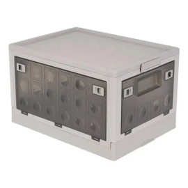 Caja de Almacenamiento Plegable Plástico Gris Con Tapa 4 Puertas Citylife