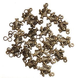 Just Say Beadz 20 x Antique Bronze 'Alice in Wonderland' Rabbit Cute Charms with Jump Rings Included for attachments. (Ref:JSB9B33)