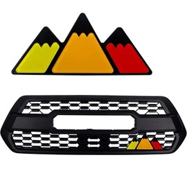 YUNSHE Tri-Color Grille Emblem Decoration Car Truck Badge Accessories Suitable for Tacoma 4Runner Tundra Sequoia Rav4 Highlander (Yellow Orange Red)