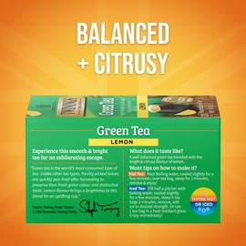 Twinings Green Tea with Lemon Individually Wrapped Bags, 20 Count (Pack of 1), Zesty Citrus Aroma & Flavour, Caffeinated, Enjoy Hot or Iced, 20 Teabags