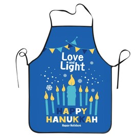 Keouip Happy Hanukkah Jewish Chanukah Holiday Chef Apron For Men Women Kitchen Baking Waterdrop Resistant Professional Cooking Aprons