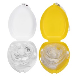 Pocket Resuscitator OneWay Valve Breathing Emergency Artificial CPR Rescue Face Shield(YellowWhite )