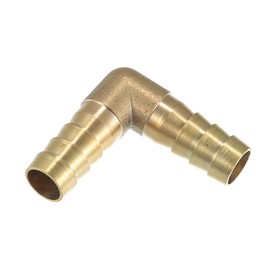 X AUTOHAUX 12mm 0.47" Brass Barb Hose Fitting L Shape 2 Way Connector for Car