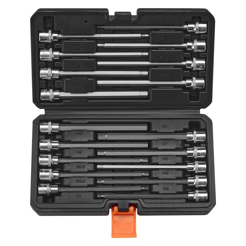 18-Piece Extra Long 3/8 Inch Drive Allen Hex Bit Socket