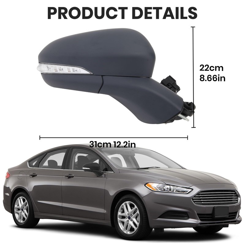 Passenger Side Mirror Compatible with Ford Fusion 2013-2016, Power, Heated,