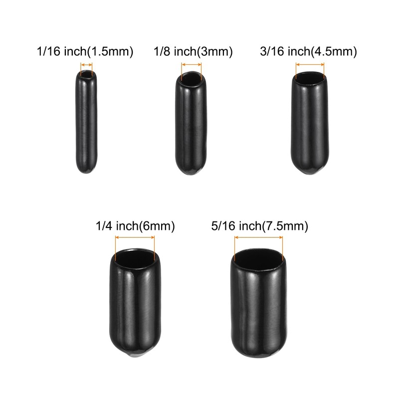 sourcing map 50pcs Round End Protective Caps Rubber Cover 1/16"