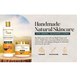 Turmeric body cream– Handmade Niacinamide papaya Turmeric Moisturizer lotion for Dark Spots, Hyperpigmentation, Acne Scars, Evens Tone- turmeric lotion skincare -All Skin Types (CREAM)