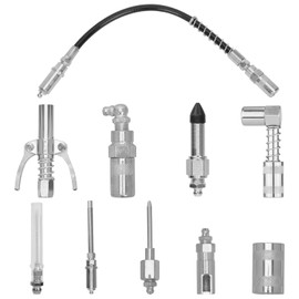 NQEUEPN 9pcs Grease Gun Accessories with Grease Gun, Gun Coupler Set Grease Gun Tips Fitting Adapters with Grease Gun for Reach Any Machine Railroads Automobiles Farm Equipment Trucks Agriculture