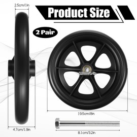 LIQWEI 4 Pack 8 Inch Walker Wheels Replacement, Solid Wheelchair Front Wheels Anti-Slip Rollator Replacement Wheel Durable and Quiet Wheel Hub for Wheelchairs Rollators Walkers