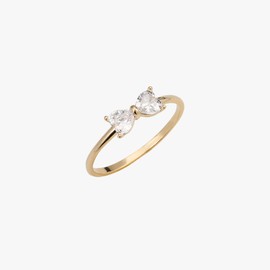 Gold&Dear 14KGP Heart Cubic Ribbon Ring Rose Gold M (No. 11) / 골드앤디어 14KGP 하트큐빅 리본 반지 로즈골드  M (11호)