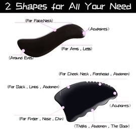 CHOISBEING Gua Sha Facial Tools with Muscle Scraper Tool Set, Bian Stone Gua Sha Body Tools with Teeth, Face Stone Gua Sha Tools for Deep Tissue and Slim Scraping