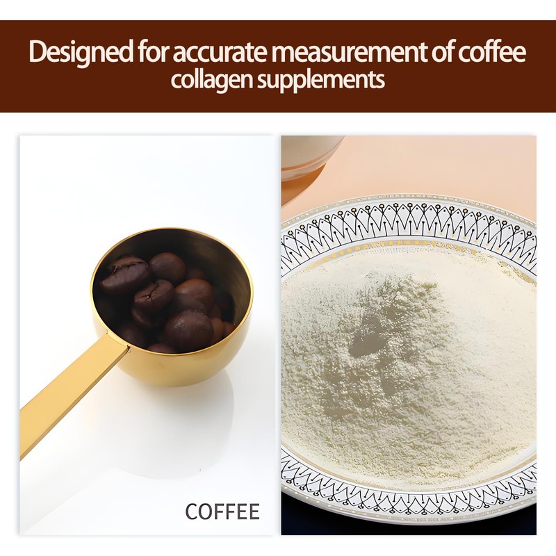 2PCS Gold Finished Stainless Coffee Measuring Spoon, Protein Scoop, Ancient