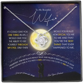 Jewelry To My Wife Necklace - Gift for Her, Cool Romantic Birthday Gift For Wifes, Christmas & Valentine's Day (Beautiful Wife - Love Knot Two Toned Box)