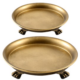 Zonon 2 Pack Solid Brass Clawfoot Dish Pedestal Dish Candle Tray Round Clawfoot Candle Holder Decorative Jewelry Stand for Wax Jewelry Rings Trinkets Coffee Table Centerpiece Cosmetics Home Decor