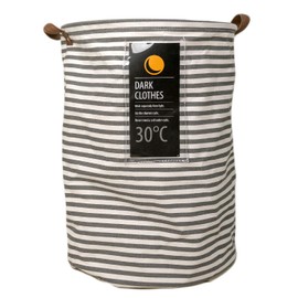 Deke Home Collapsible Laundry Basket Hamper. Round Lunar Canvas Waterproof Large Storage bin Baskets. Storage Washing Clothes and Toys with Handles and drawnstring 13.3"x 18.5"