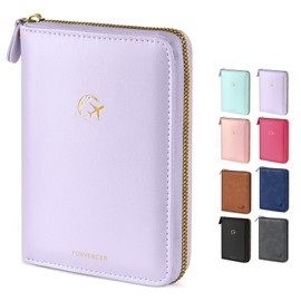 Forvencer Passport Holder Cover with Safe Zipper Closure, Premium Passport Wallet for Travel, Cute RFID Blocking Card Case, Waterproof Travel Accessories for Women, Lilac