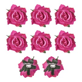 MECCANIXITY 8 Pcs Rose Flower Hair Clips 4 Inch Flower Hair Pins Flower Brooch for Women Hair Accessories Graduated Rose Red