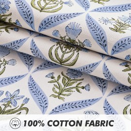 MIULEE Floral Cotton Throw Pillow Covers 18x18 Set of 2, Blue and Green