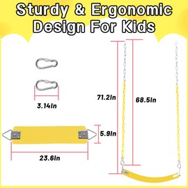 Swing Set for Kids with 66” Chain-Play Swing for Adults with Stainless Steel Mental Taiangle Ring-Suitable for Family Backyard-Play Swing Set (AB010002-7)